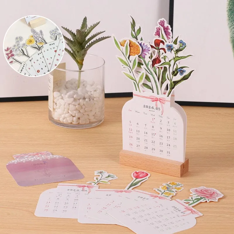 🌷2024 Bloomy Flowers Desk Calendar