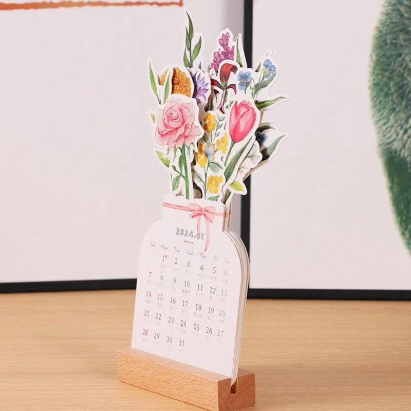 🌷2024 Bloomy Flowers Desk Calendar