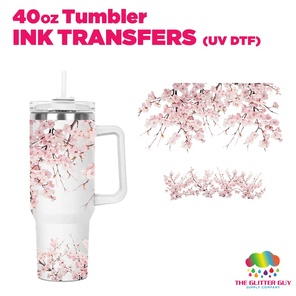 40oz Tumbler Wrap - Ink Transfers UVDTF - Cherry Blossom