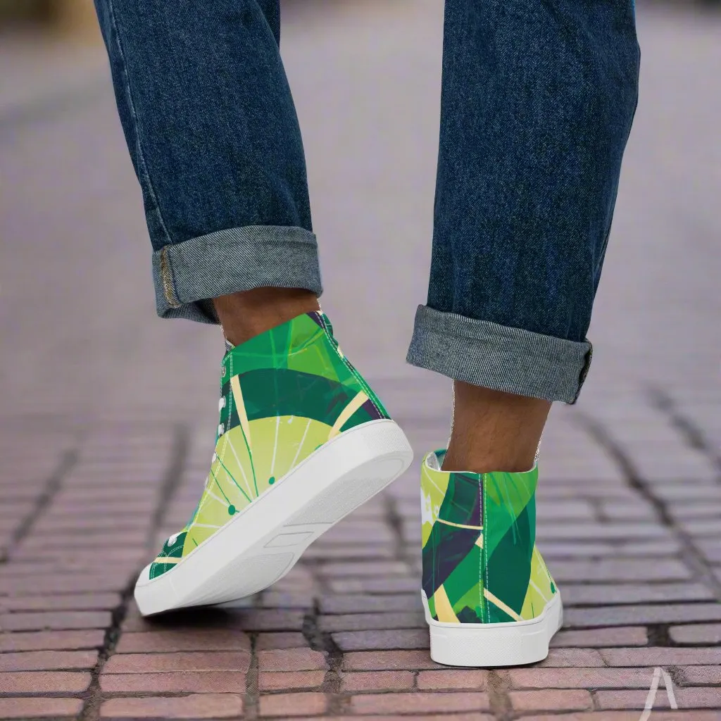 Abstract Green High Tops - Stand Out with Unique Style!