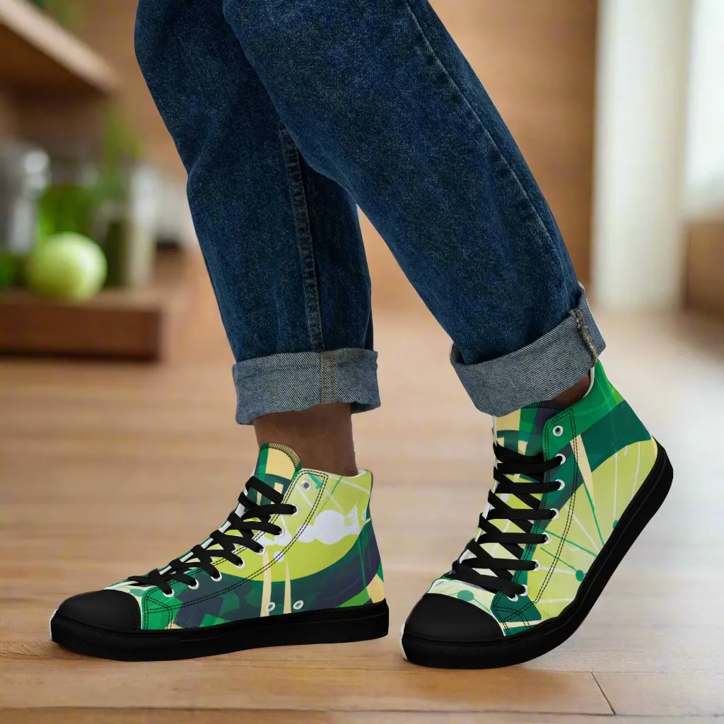 Abstract Green High Tops - Stand Out with Unique Style!