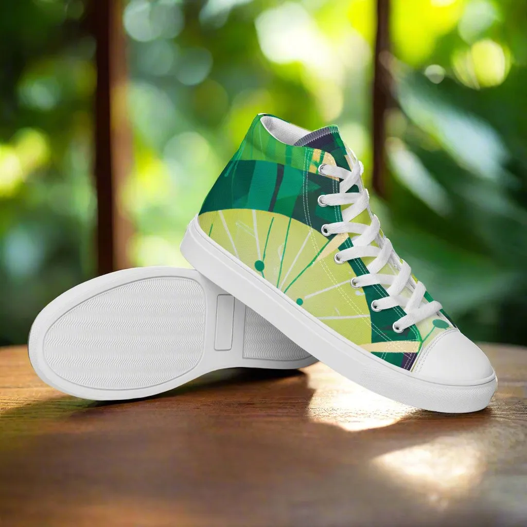 Abstract Green High Tops - Stand Out with Unique Style!