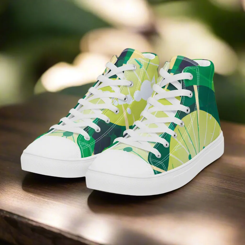 Abstract Green High Tops - Stand Out with Unique Style!