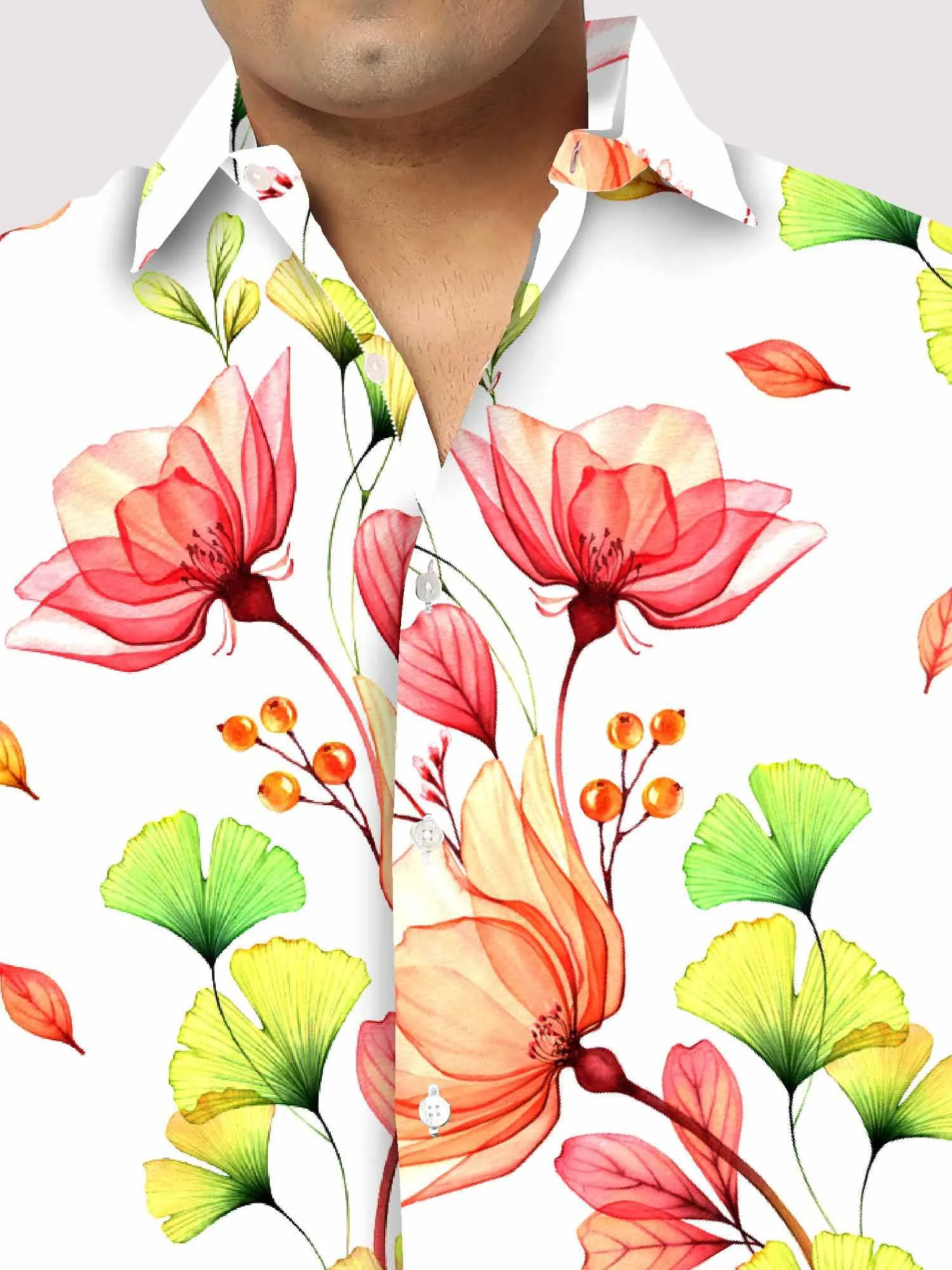 Abstract Pink Roses Digital Printed Half Sleeve Shirt Men's Plus Size