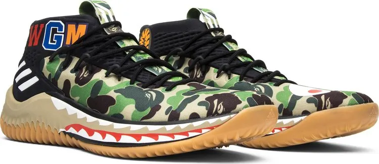 Adidas A Bathing Ape x Dame 4 'Green Camo' sneakers, green