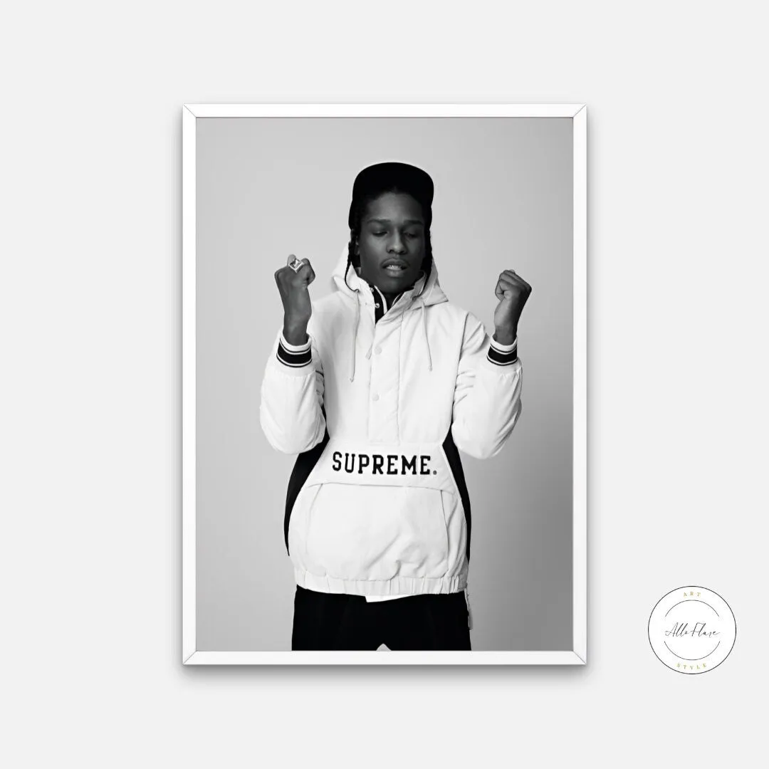 Asap Rocky Supreme Poster PRINTABLE WALL ART, Fashion Photography, Streetwear Art, Modern Wall Art, Pop Culture, Hypebeast, Black And White Photography Wall Art