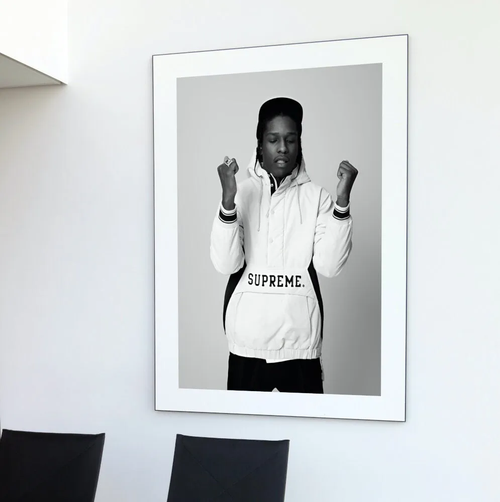 Asap Rocky Supreme Poster PRINTABLE WALL ART, Fashion Photography, Streetwear Art, Modern Wall Art, Pop Culture, Hypebeast, Black And White Photography Wall Art