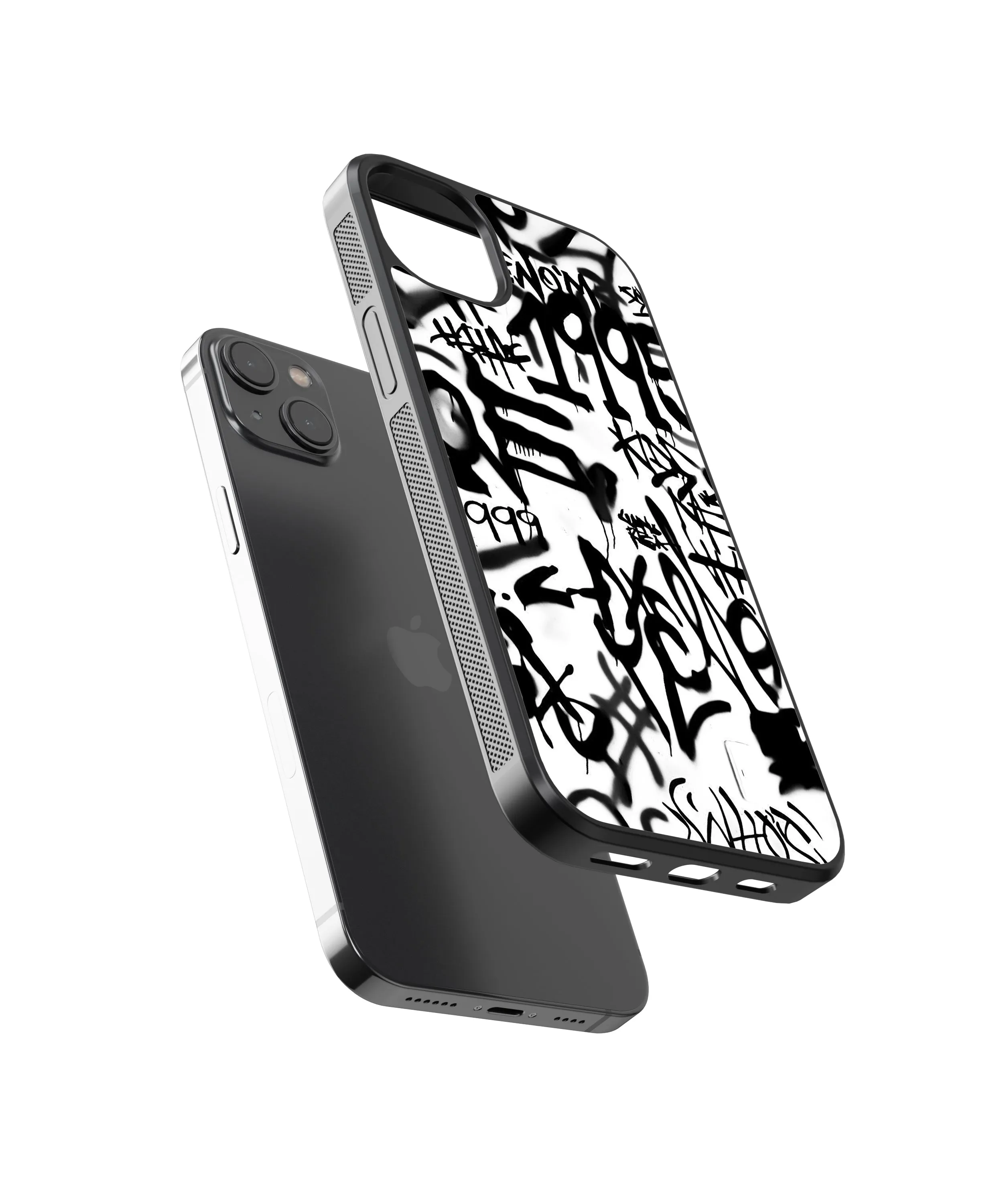 B&W Graffiti Abstract Glass Phone Case Cover