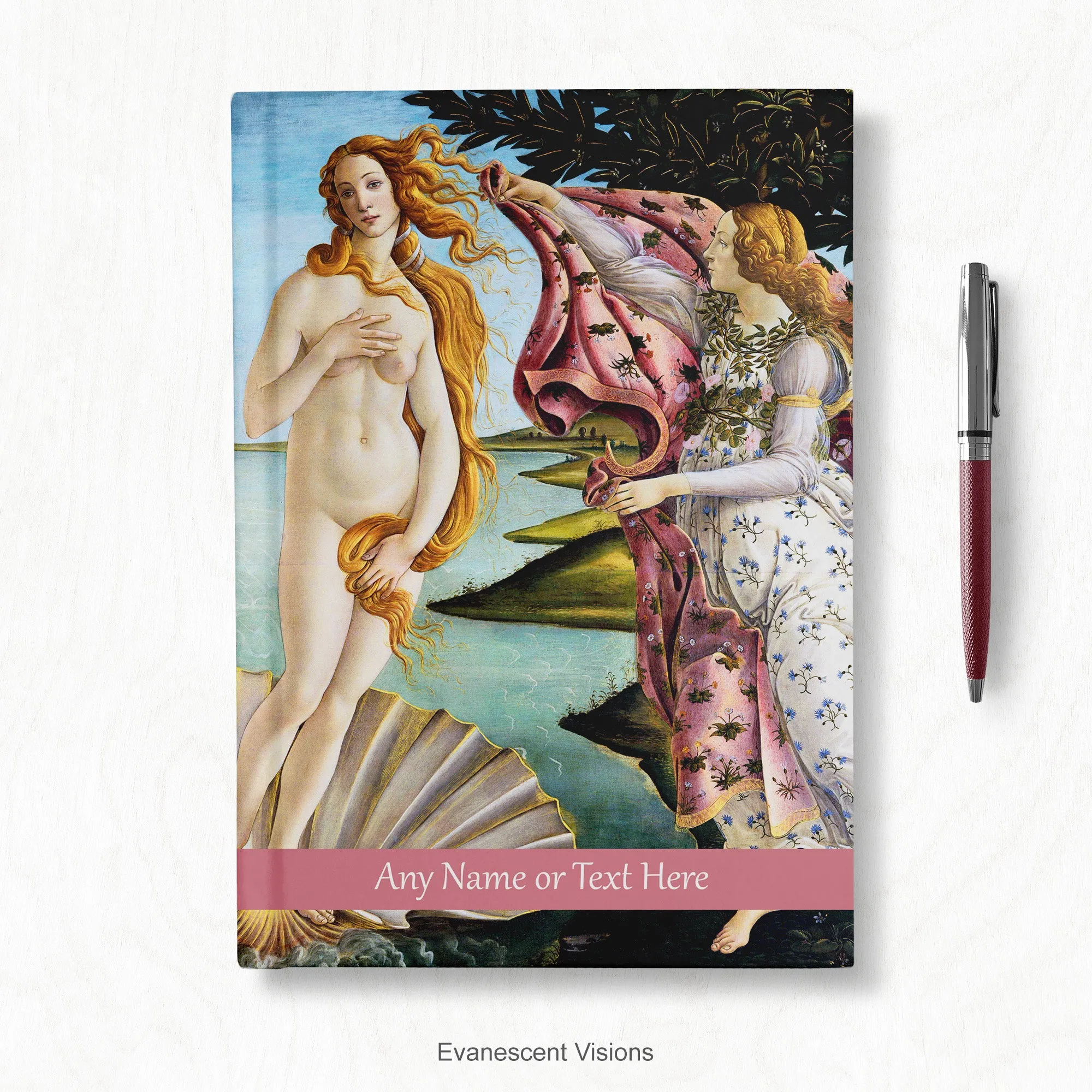 Birth of Venus Artistic Personalised Notebook, Hardback A4, A5, Botticelli