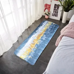 Blue & Gold Rustic Soft Feel Long Mat Runner