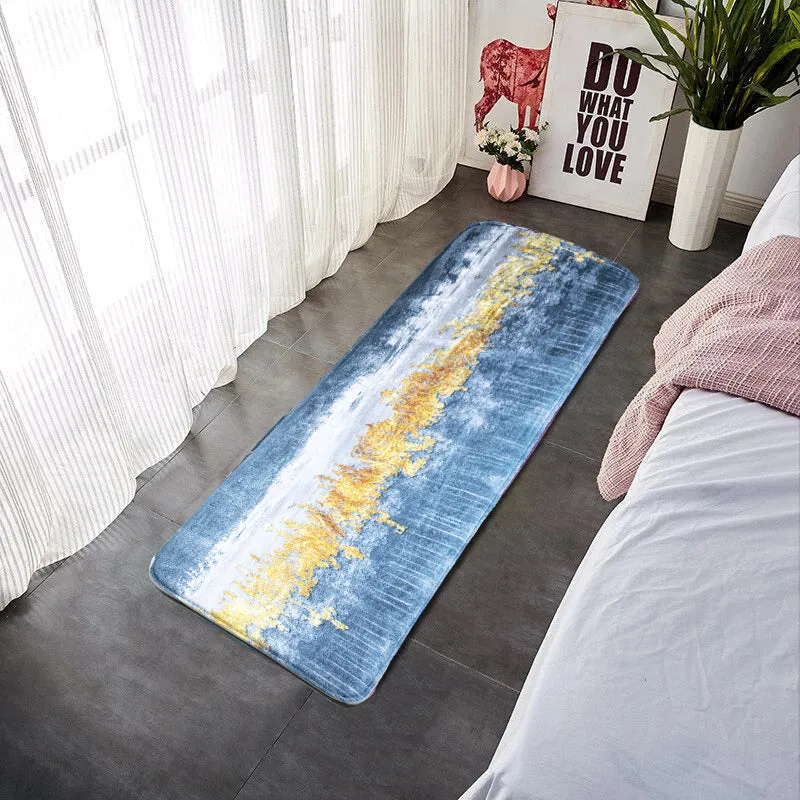 Blue & Gold Rustic Soft Feel Long Mat Runner