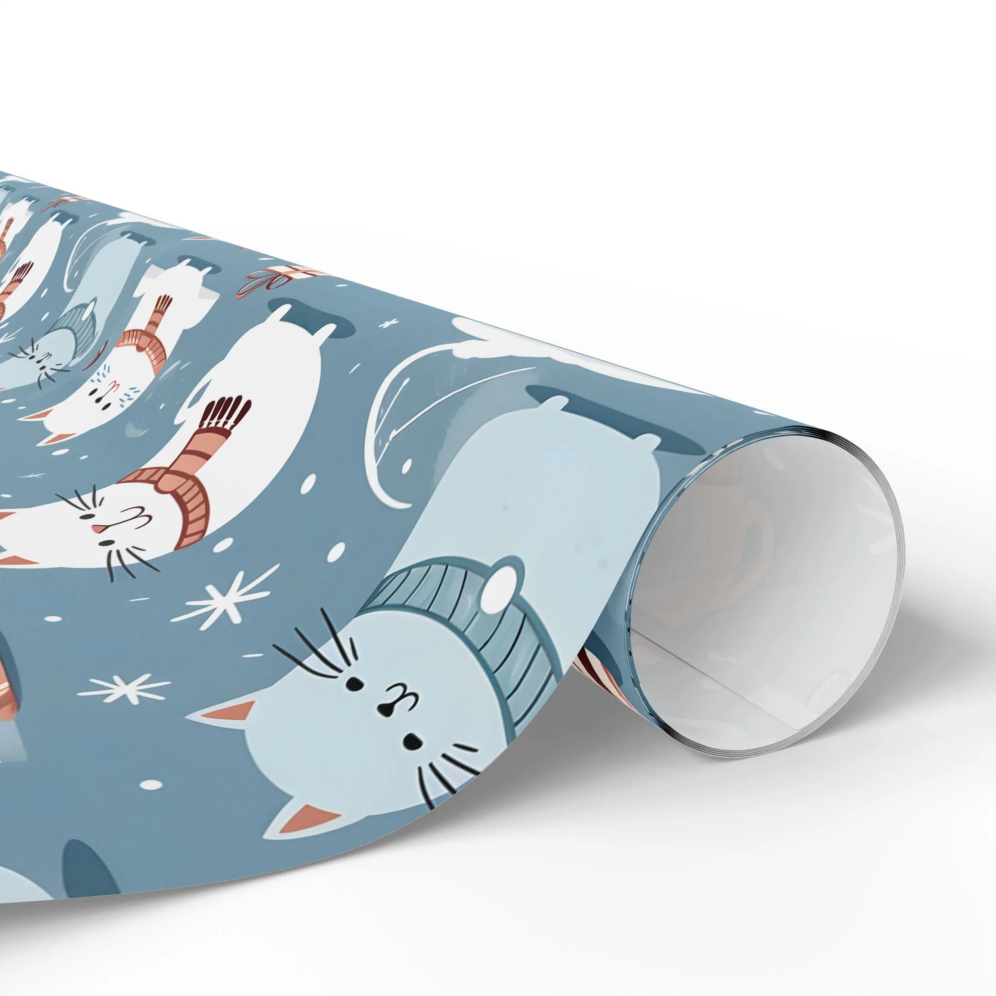 Boho Winter Cats and Gift Print Gift Wrap | New Arrival | Personalized Floral Gift Wrap for Birthdays, Weddings & Special Occasions