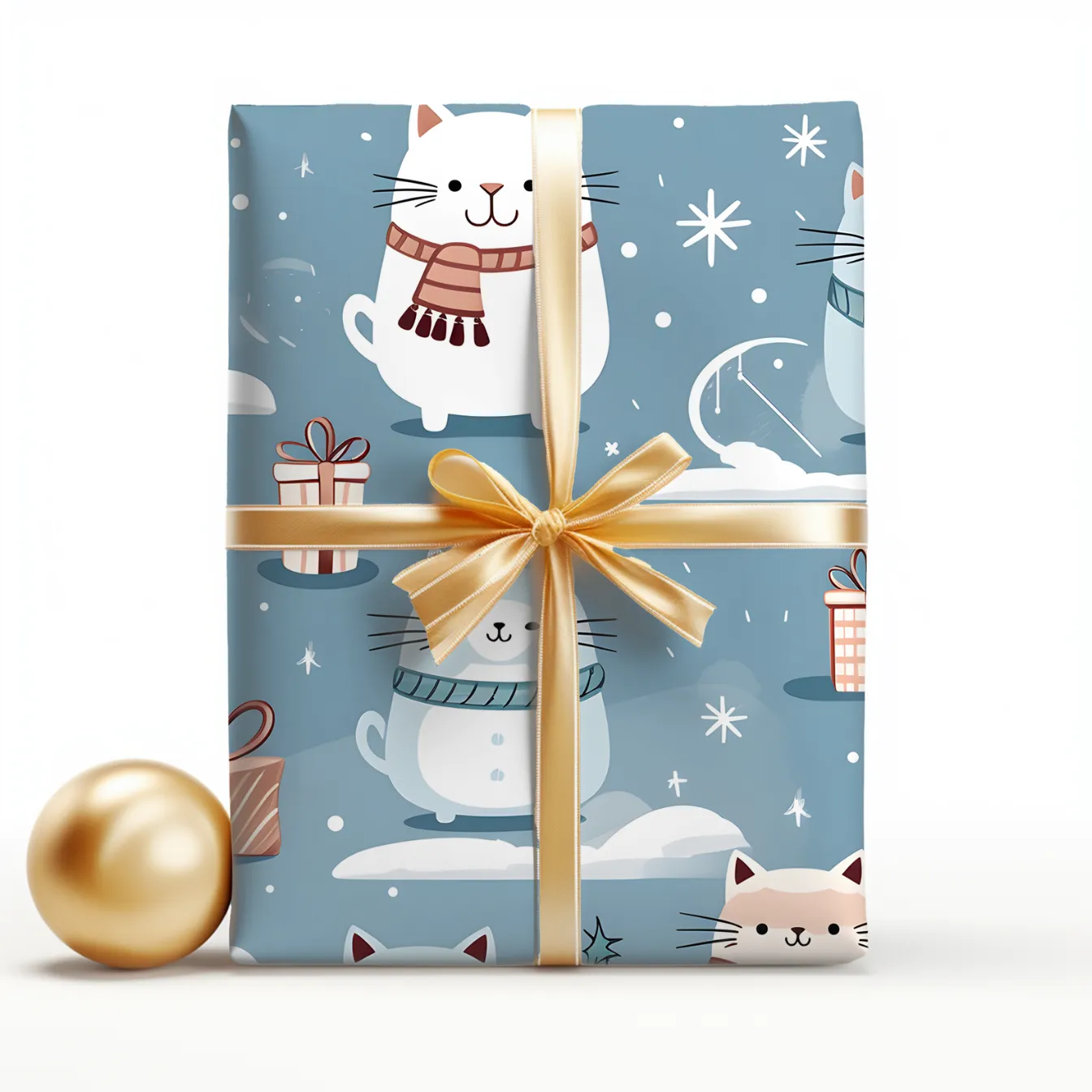 Boho Winter Cats and Gift Print Gift Wrap | New Arrival | Personalized Floral Gift Wrap for Birthdays, Weddings & Special Occasions