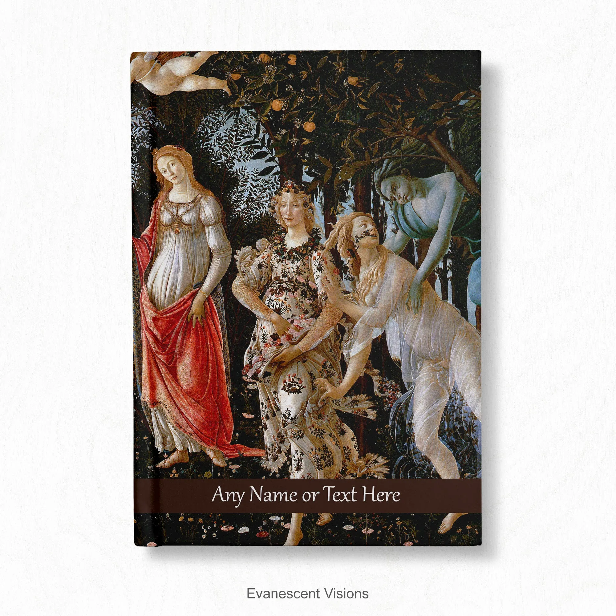 Botticelli Primavera Personalised Artistic Notebook, Hardback A4, A5