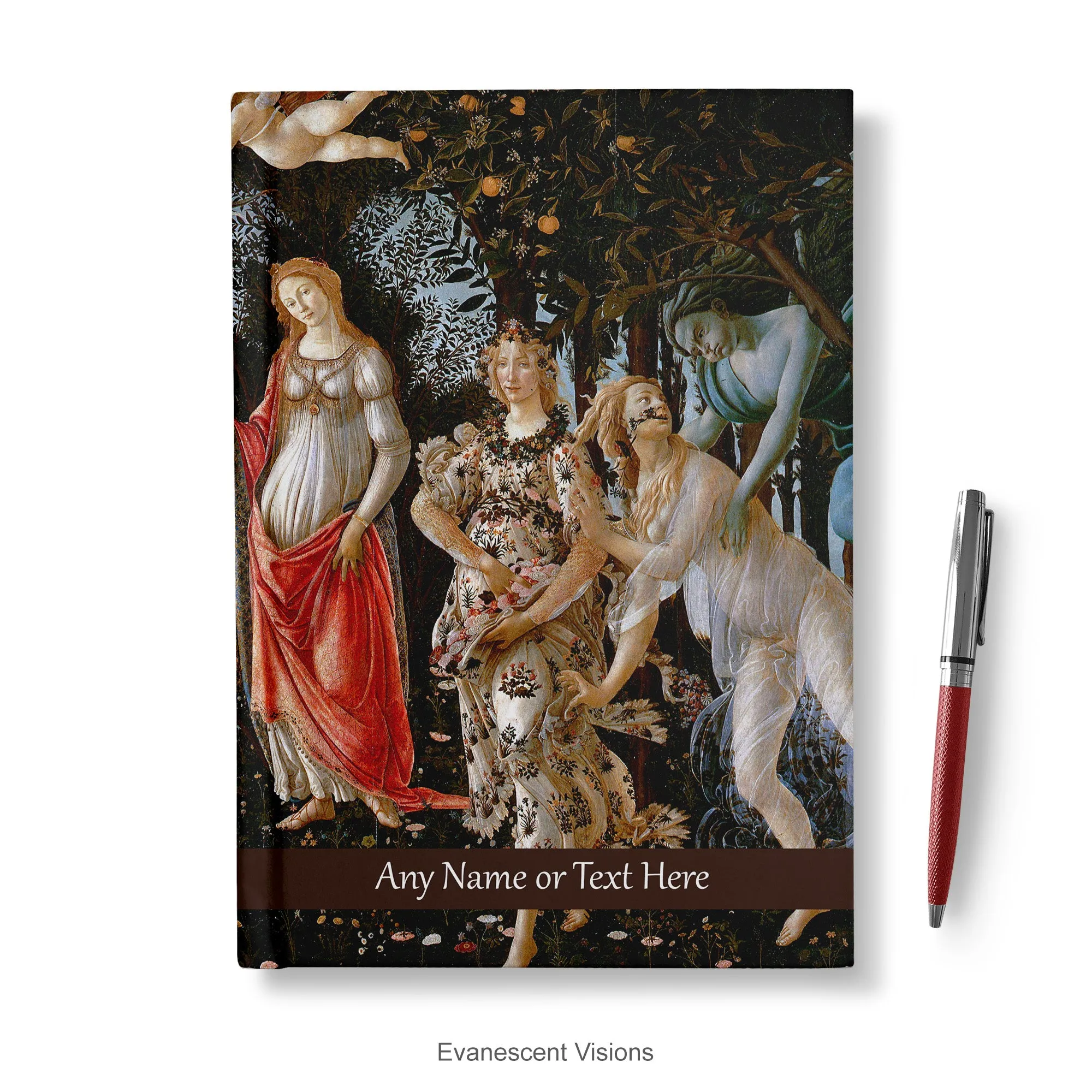 Botticelli Primavera Personalised Artistic Notebook, Hardback A4, A5