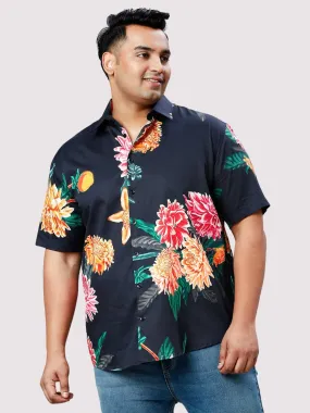 Bouquet Digital Printed Half Sleeve Shirt Men's Plus Size