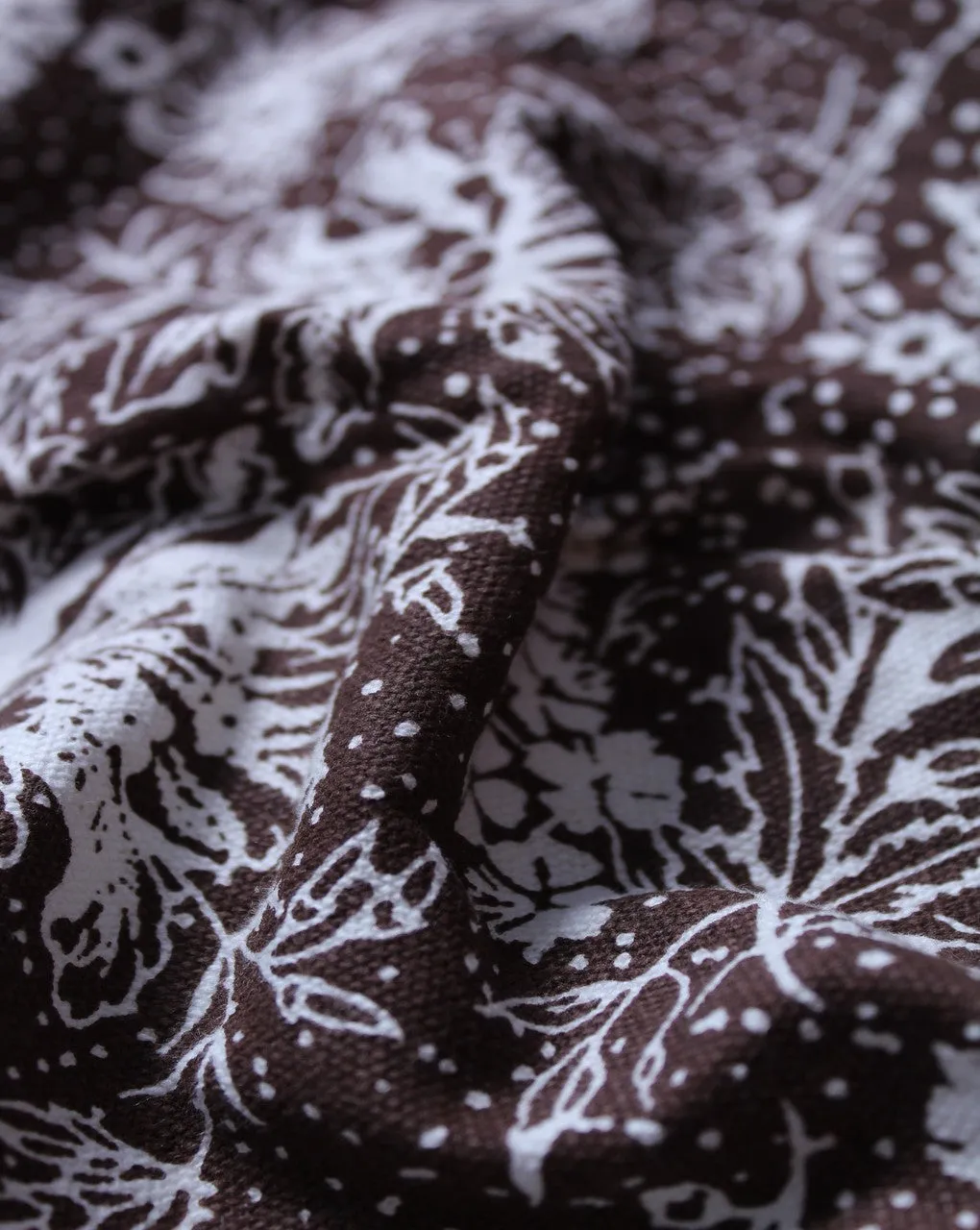 Brown Floral Design Cotton Canvas Fabric