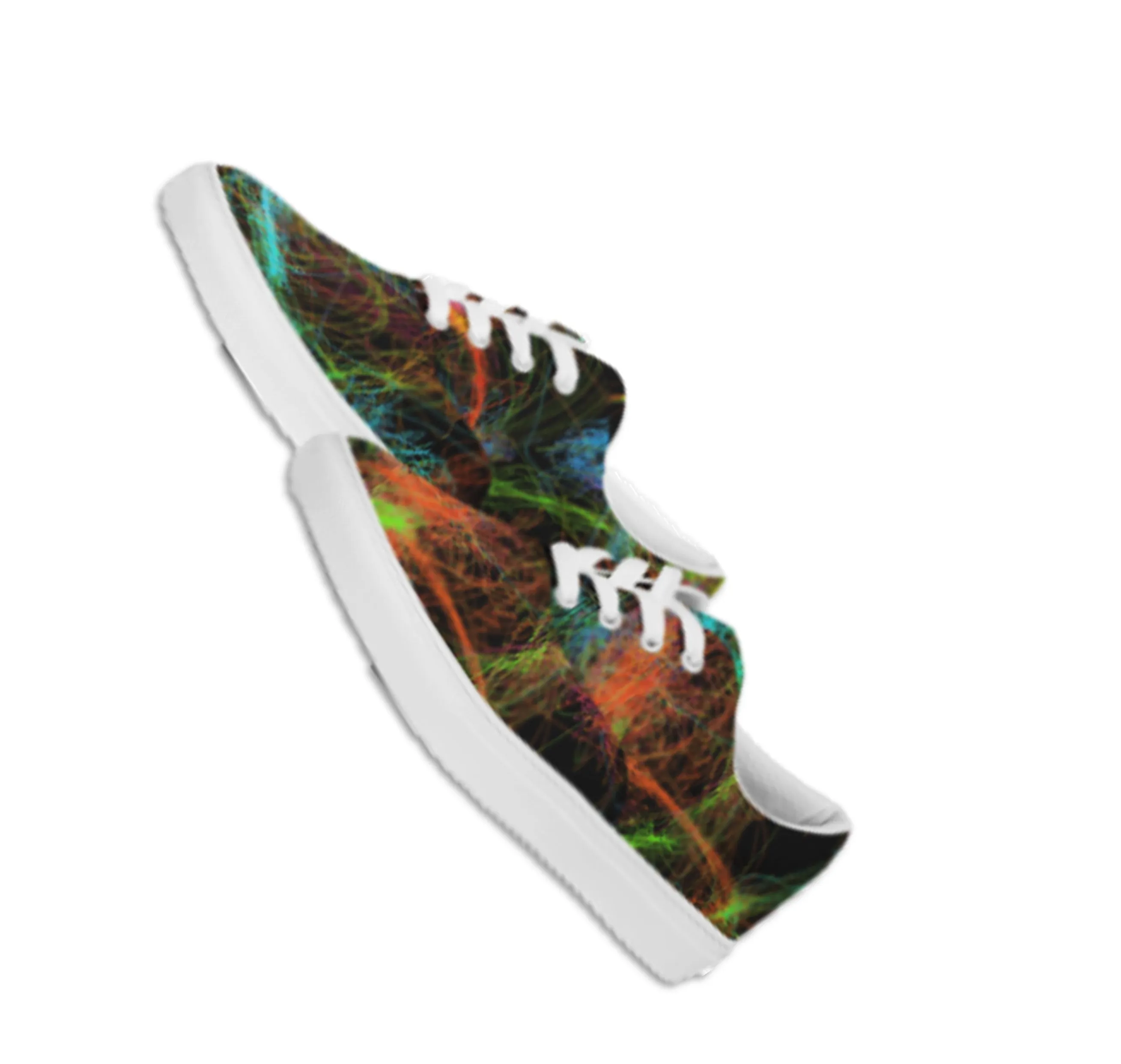 Canvas Sneakers for Girls-Neon Art Design. Low top keds for Women. WickedYo