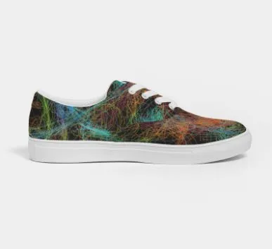 Canvas Sneakers for Girls-Neon Art Design. Low top keds for Women. WickedYo