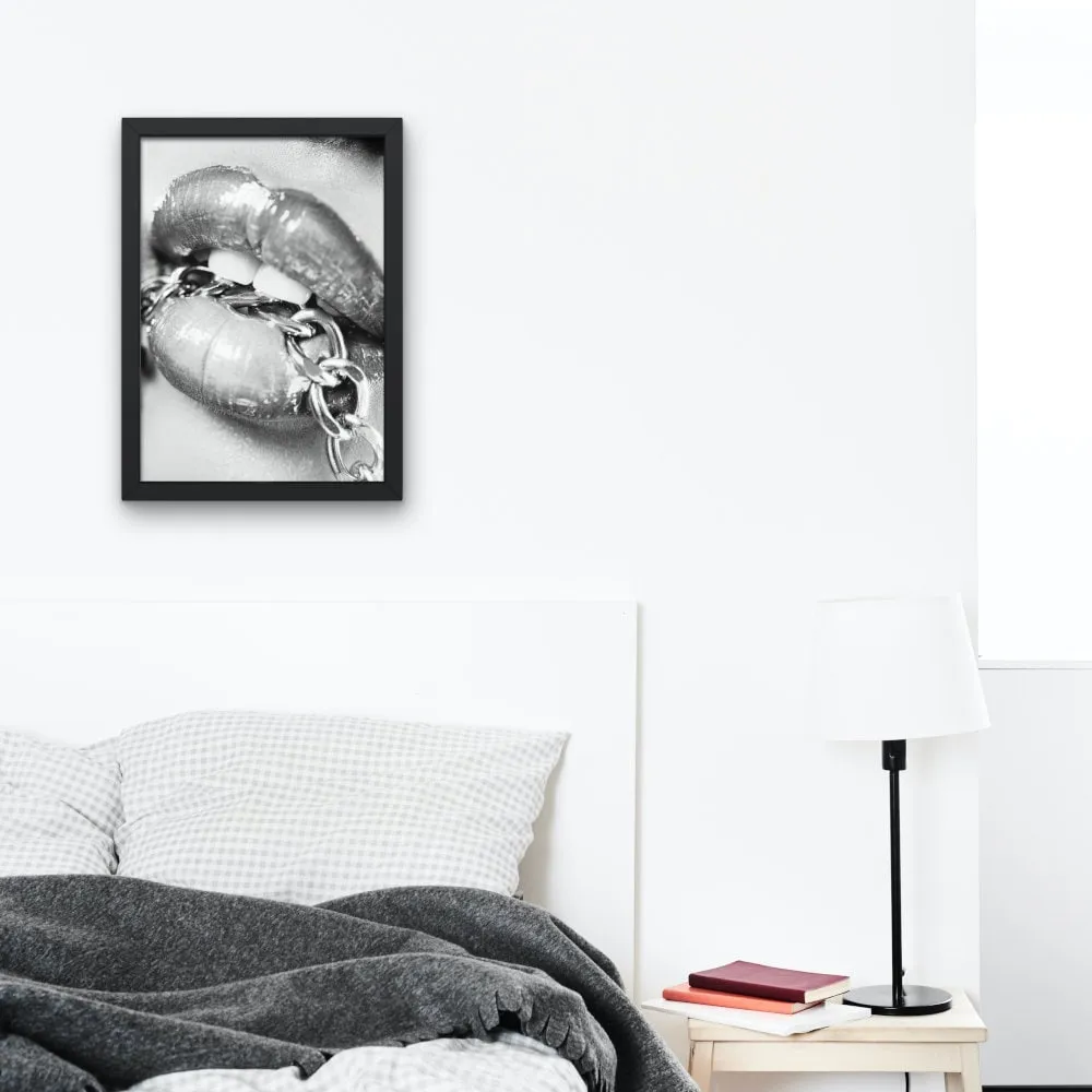 Chain On Lips Black And White Wall Art PRINTABLE WALL ART, Hypebeast Decor, B&W Fashion Poster, Modern Wall Art, Pop Culture Wall Art, Street Art