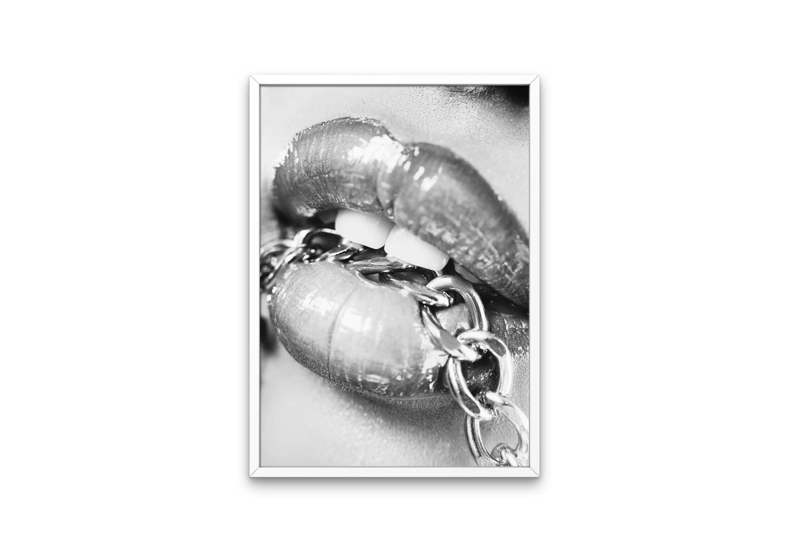 Chain On Lips Black And White Wall Art PRINTABLE WALL ART, Hypebeast Decor, B&W Fashion Poster, Modern Wall Art, Pop Culture Wall Art, Street Art