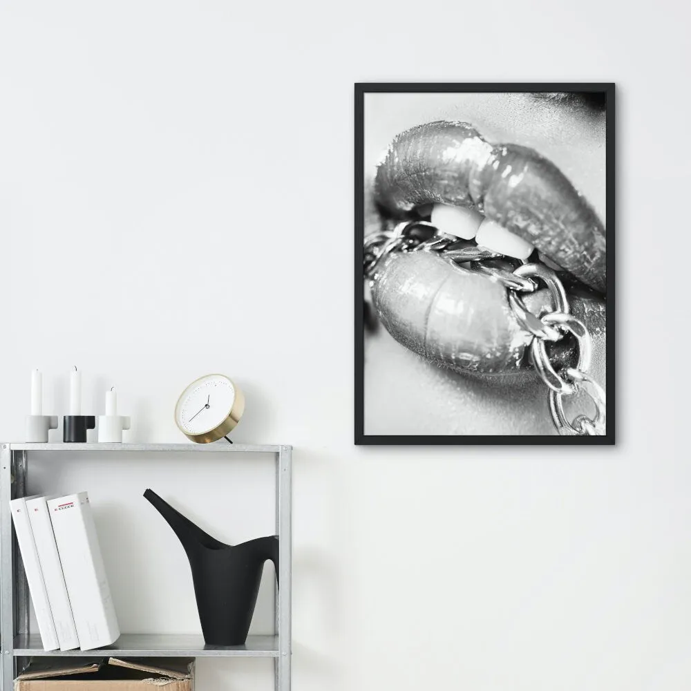 Chain On Lips Black And White Wall Art PRINTABLE WALL ART, Hypebeast Decor, B&W Fashion Poster, Modern Wall Art, Pop Culture Wall Art, Street Art