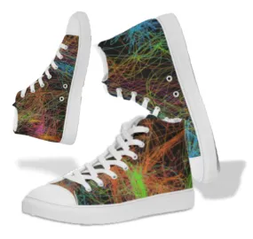 Cool Canvas Shoes for Girls-Neon Art Design. Sneakers for Women. WickedYo