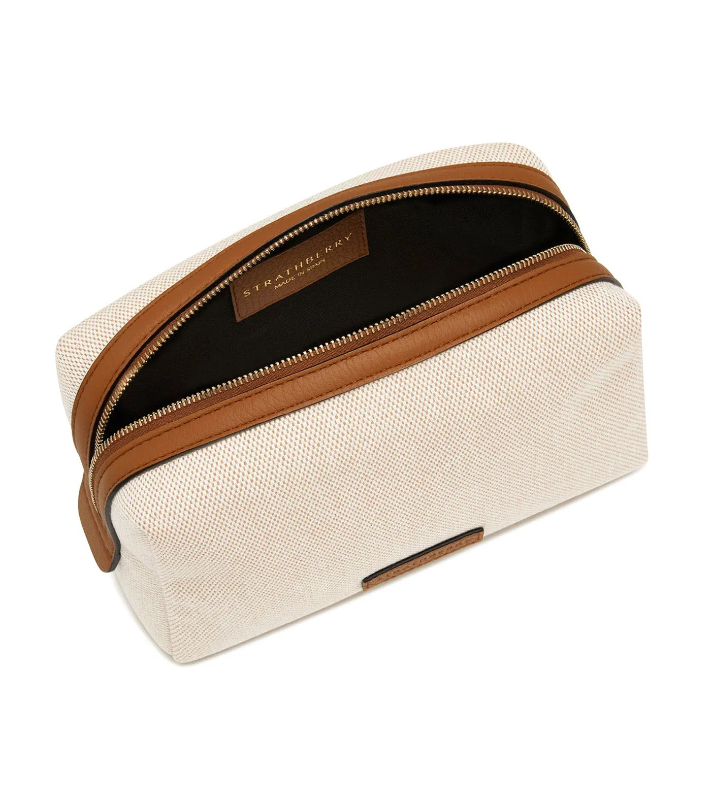 Cosmetic Pouch Canvas Ecru/Tan