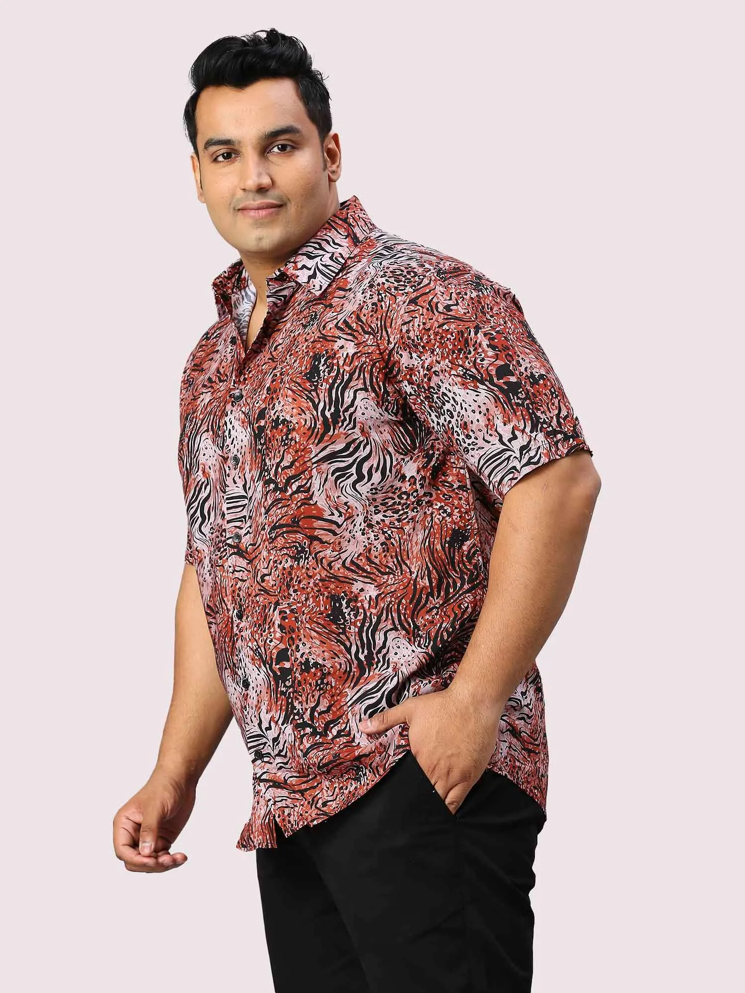 Crimson Digital Printed Half Sleeve Men's Plus Size Shirt