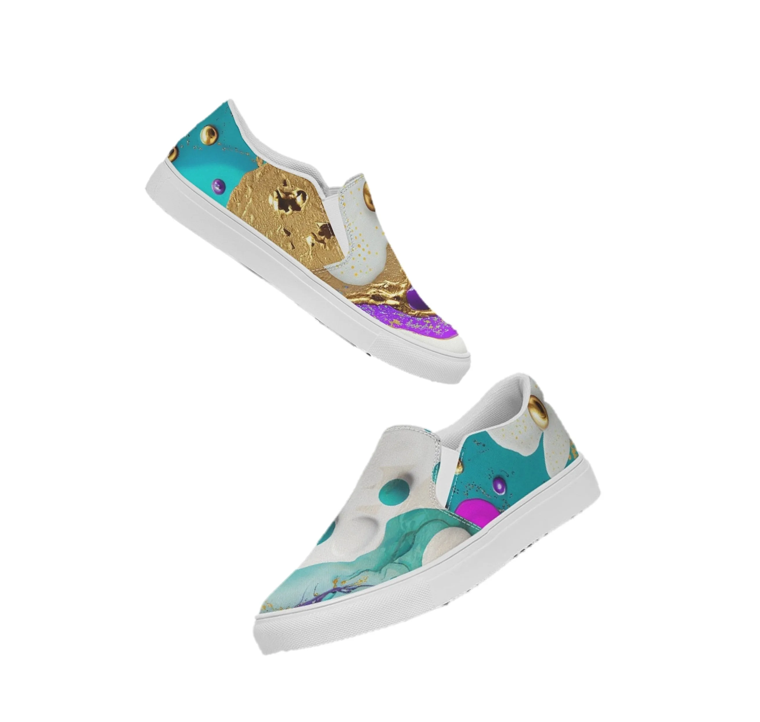 Custom Canvas Slip-On Sneakers- "Artz" Keds. Kicks for Girls. WickedYo