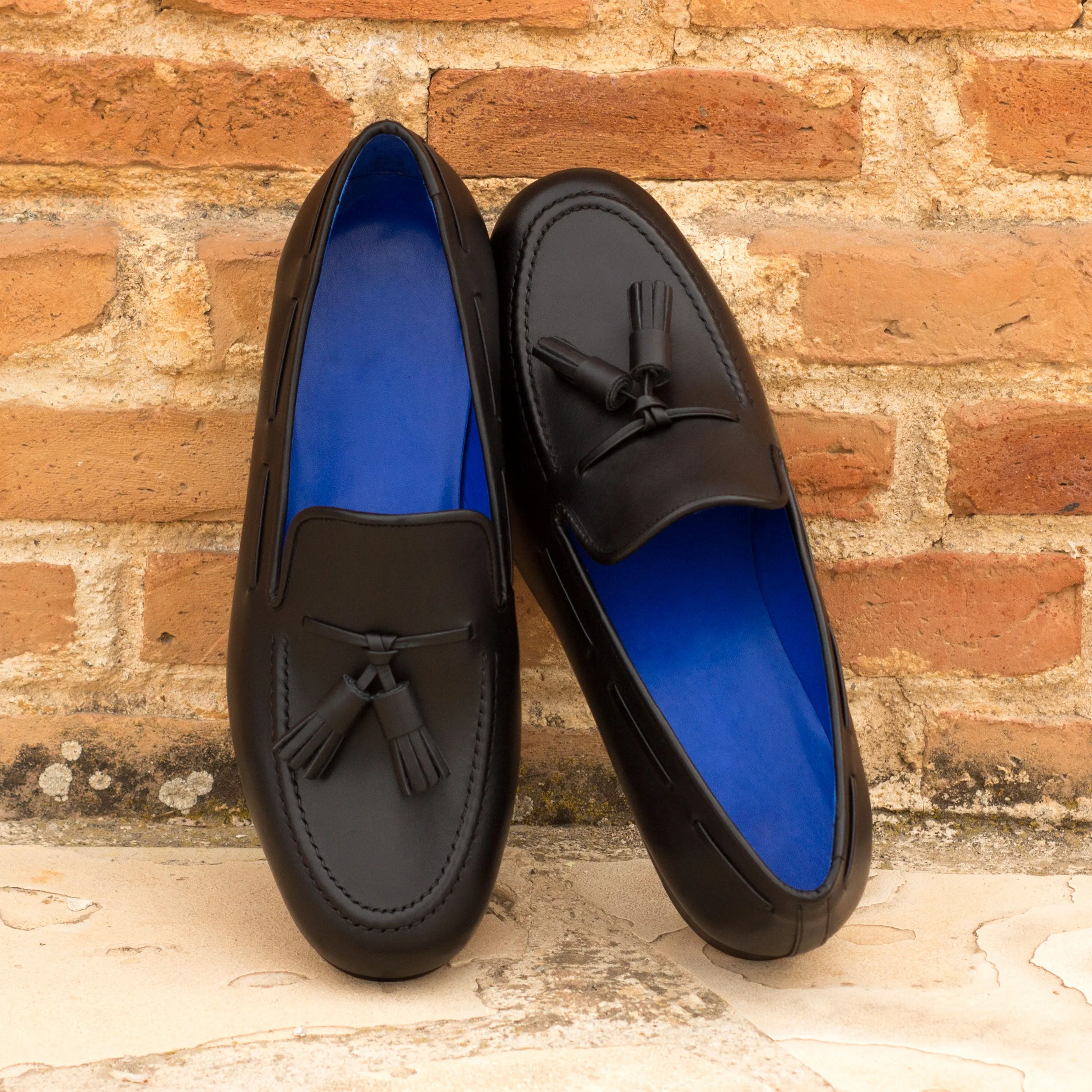 DapperFam Enzo in Black Men's Italian Leather Slipper