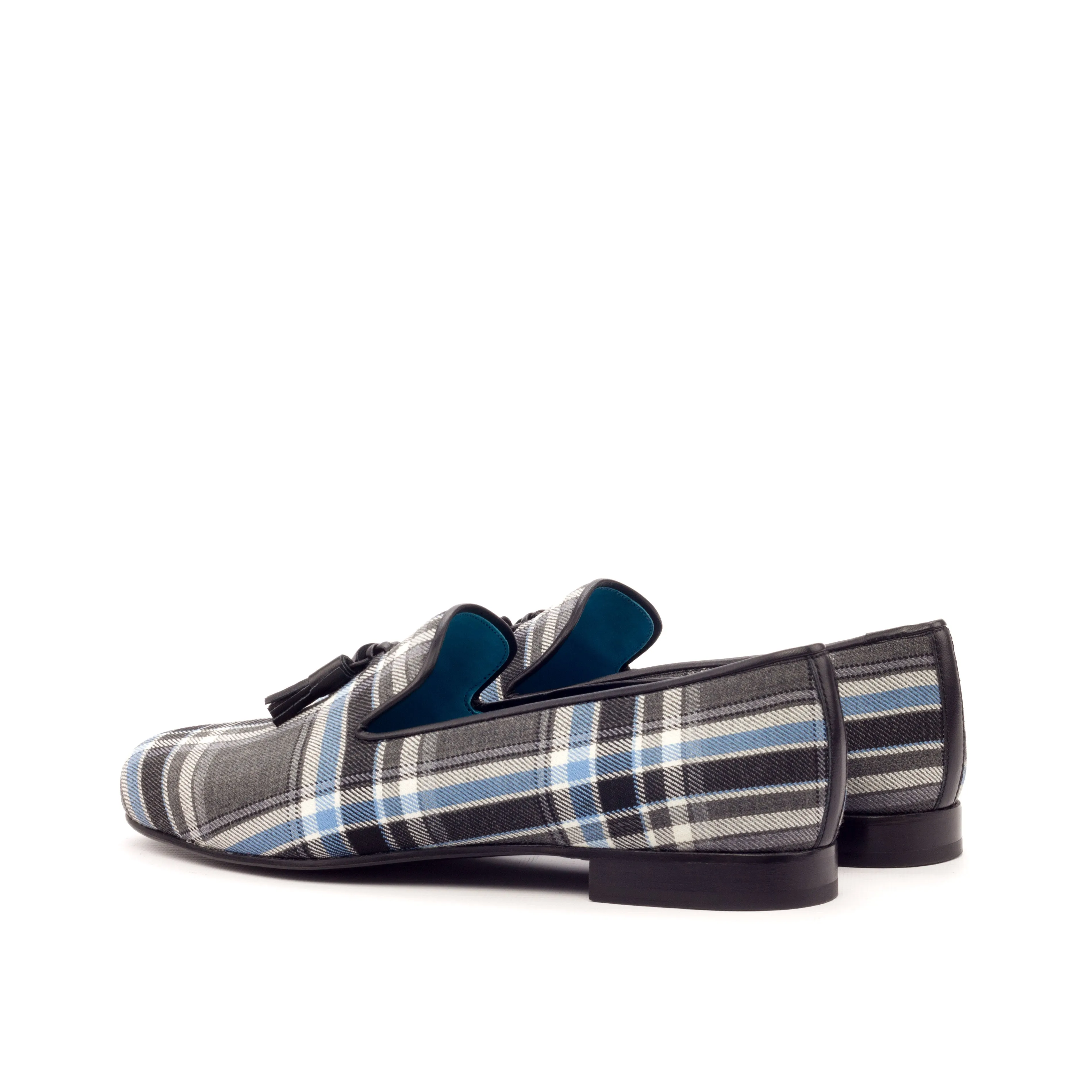 DapperFam Enzo in Black / Plaid Men's Sartorial & Italian Croco Embossed Leather Slipper