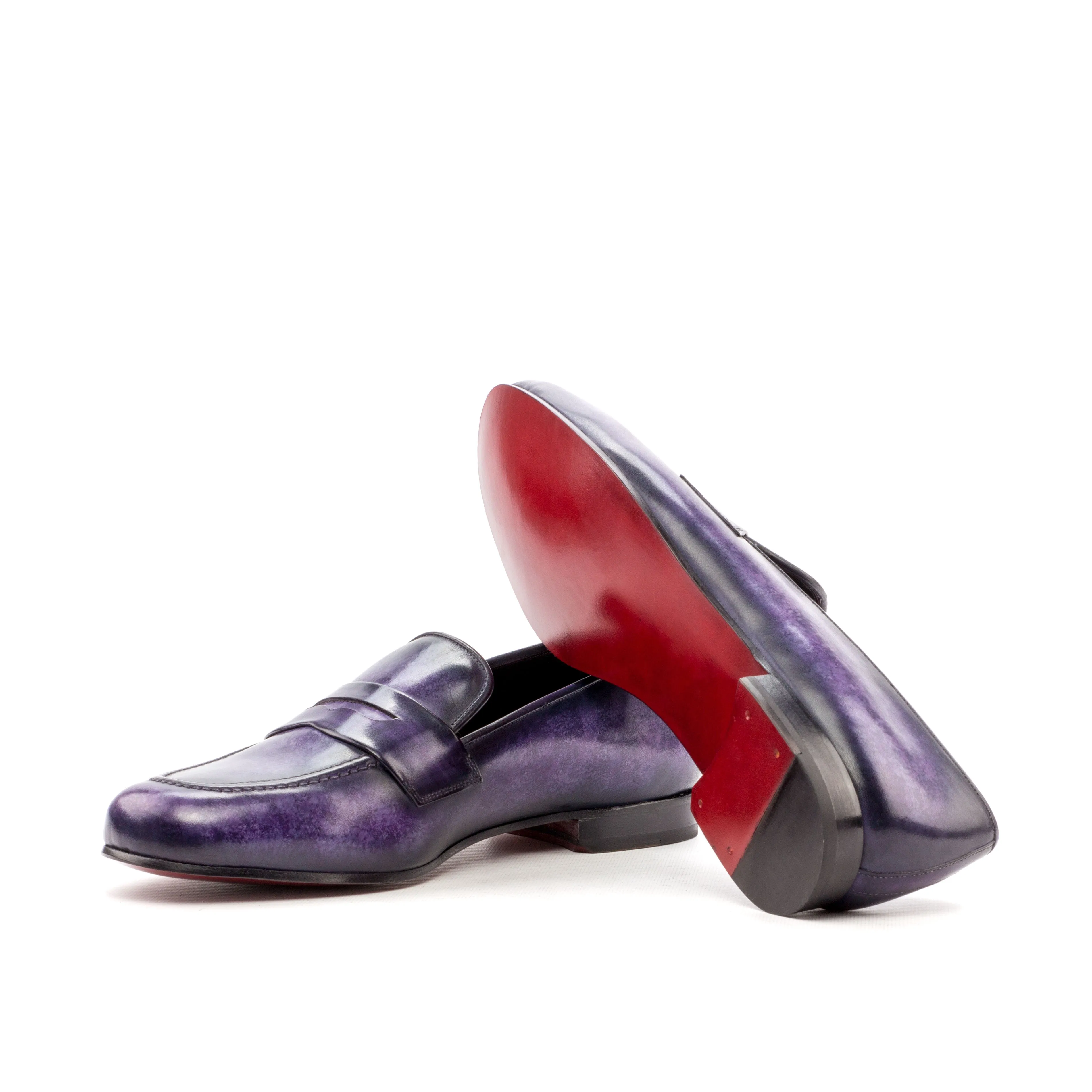 DapperFam Enzo in Purple Men's Hand-Painted Patina Slipper