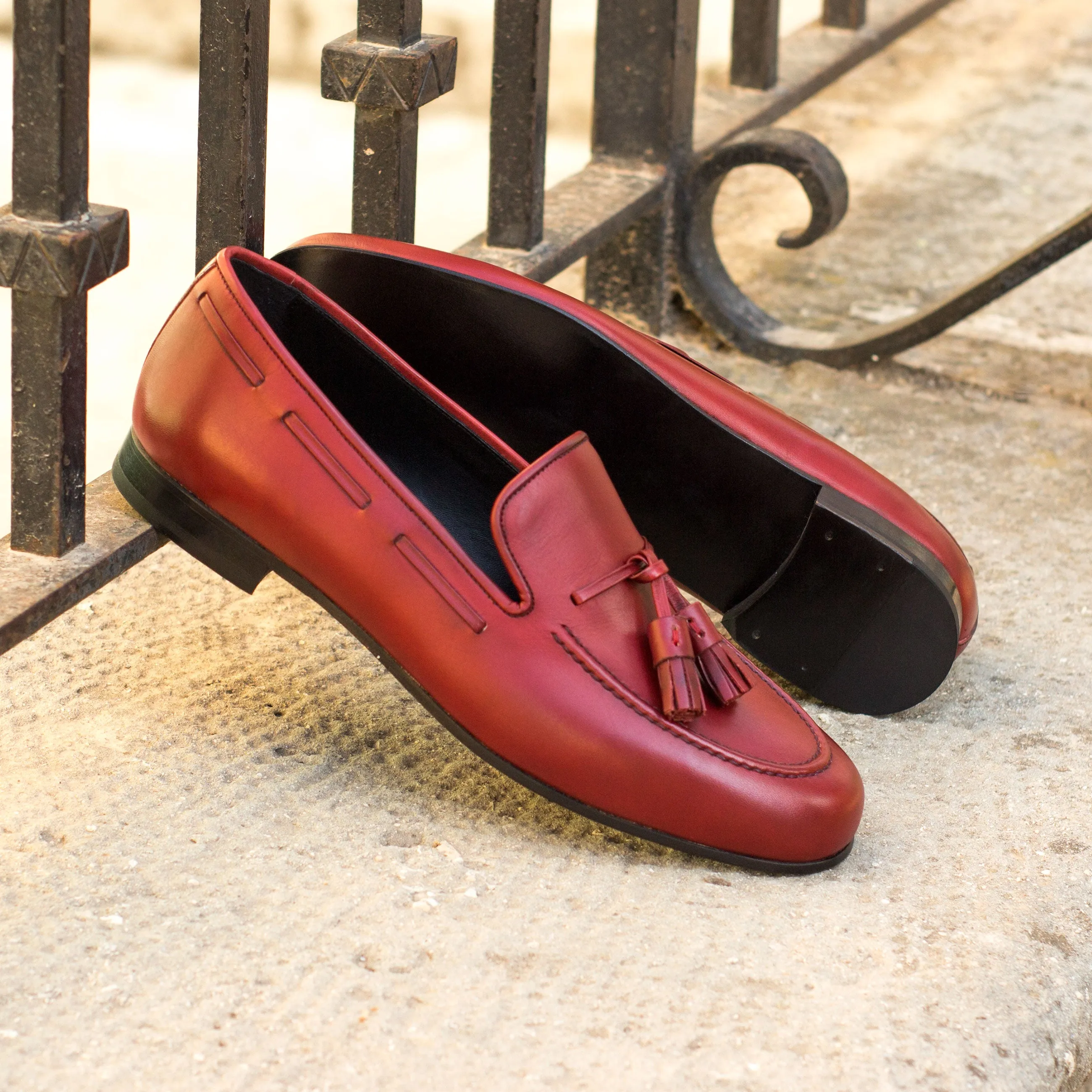 DapperFam Enzo in Red Men's Italian Leather Slipper