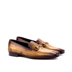 DapperFam Khalil in Cognac Men's Hand-Painted Patina Slipper