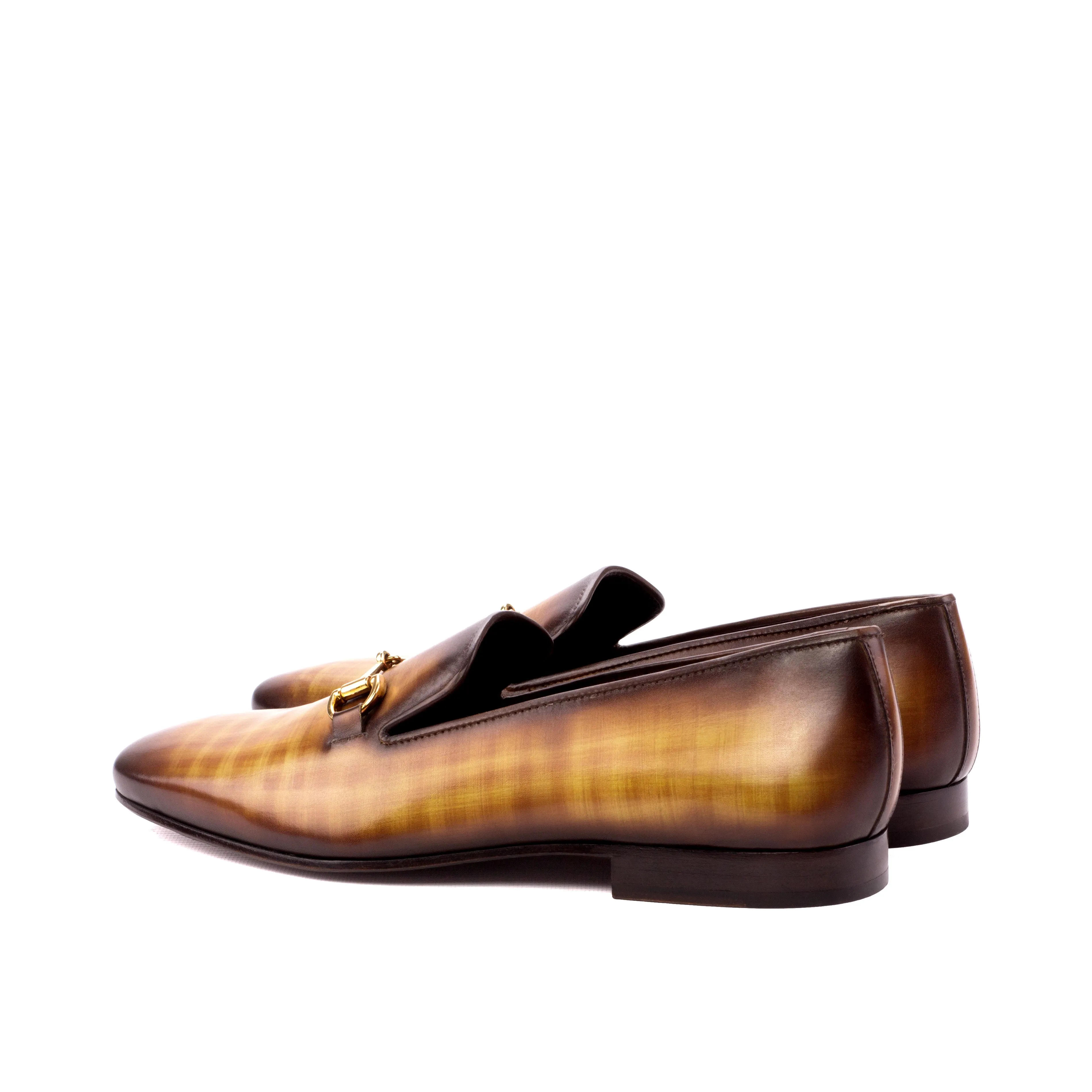 DapperFam Khalil in Cognac Men's Hand-Painted Patina Slipper