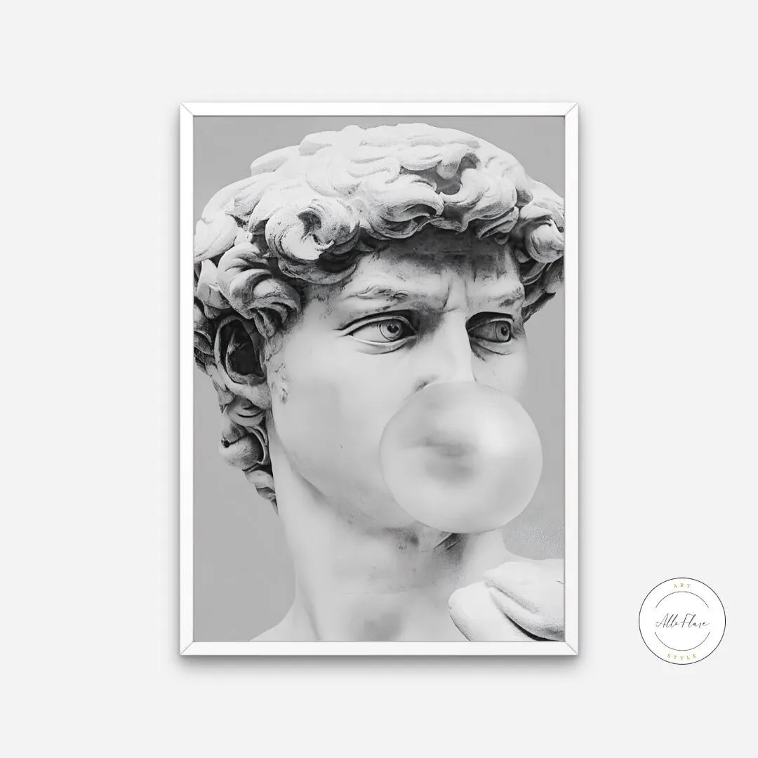 David Sculpture Bubble Gum Print PRINTABLE WALL ART, Altered Art Print, Hip Hop Lifestyle, Graffiti Urban Wall Art, David Statue Poster