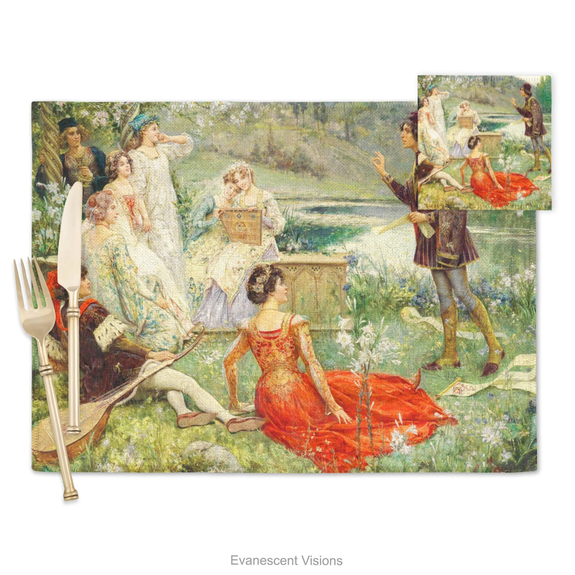 Decameron Artistic Fabric Placemat and Coasters