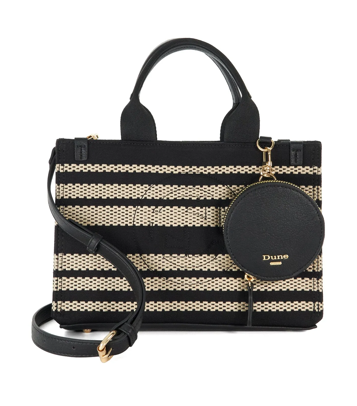 Dinkydeltra Mini Striped Canvas Tote Black