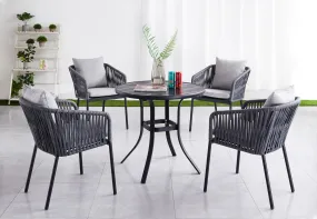 Donat Outdoor Round Dining Set -- Black