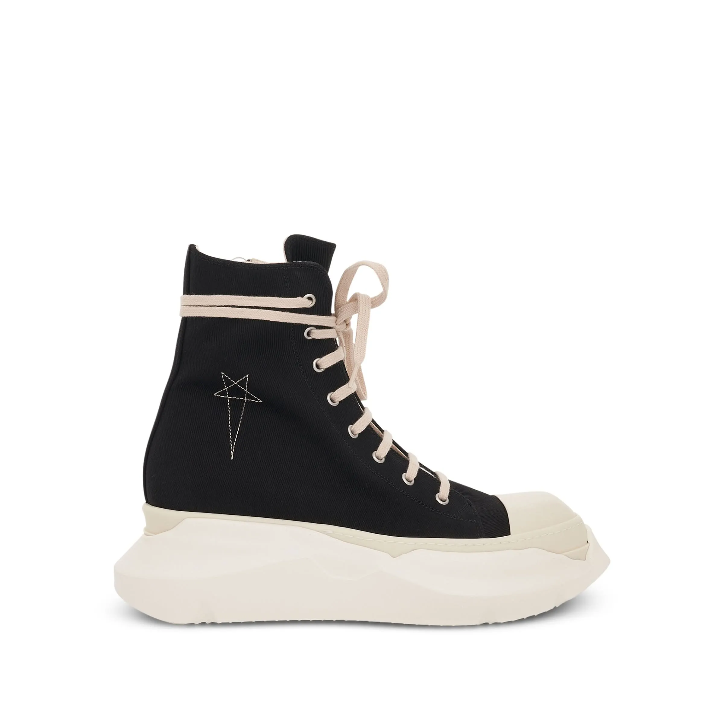 DRKSHDW Abstract Denim Pentagram Stitch Sneakers in Black/Pearl/Milk