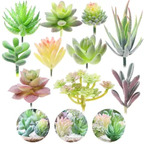 Electomania Artificial Plants,Plants Succulents Artificial,Artificial Plant Home Decor,Artificial Plants for Garden, Office, Home Decor Decoration Arrangements (Green, 10-Pcs)