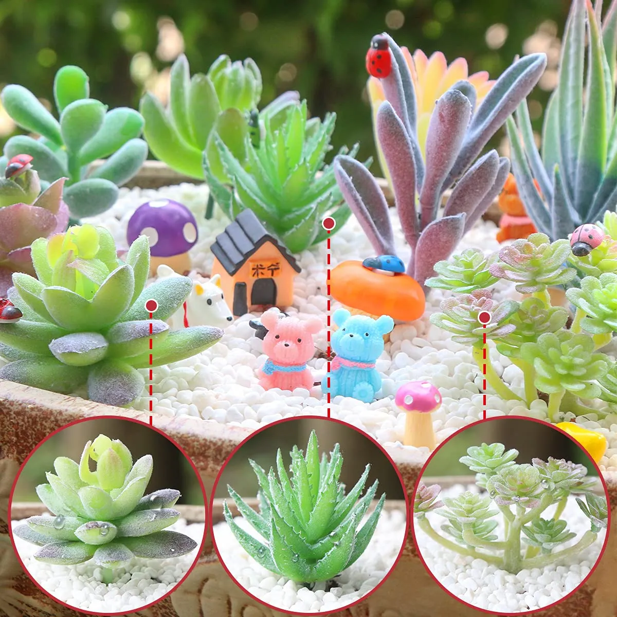 Electomania Artificial Plants,Plants Succulents Artificial,Artificial Plant Home Decor,Artificial Plants for Garden, Office, Home Decor Decoration Arrangements (Green, 10-Pcs)