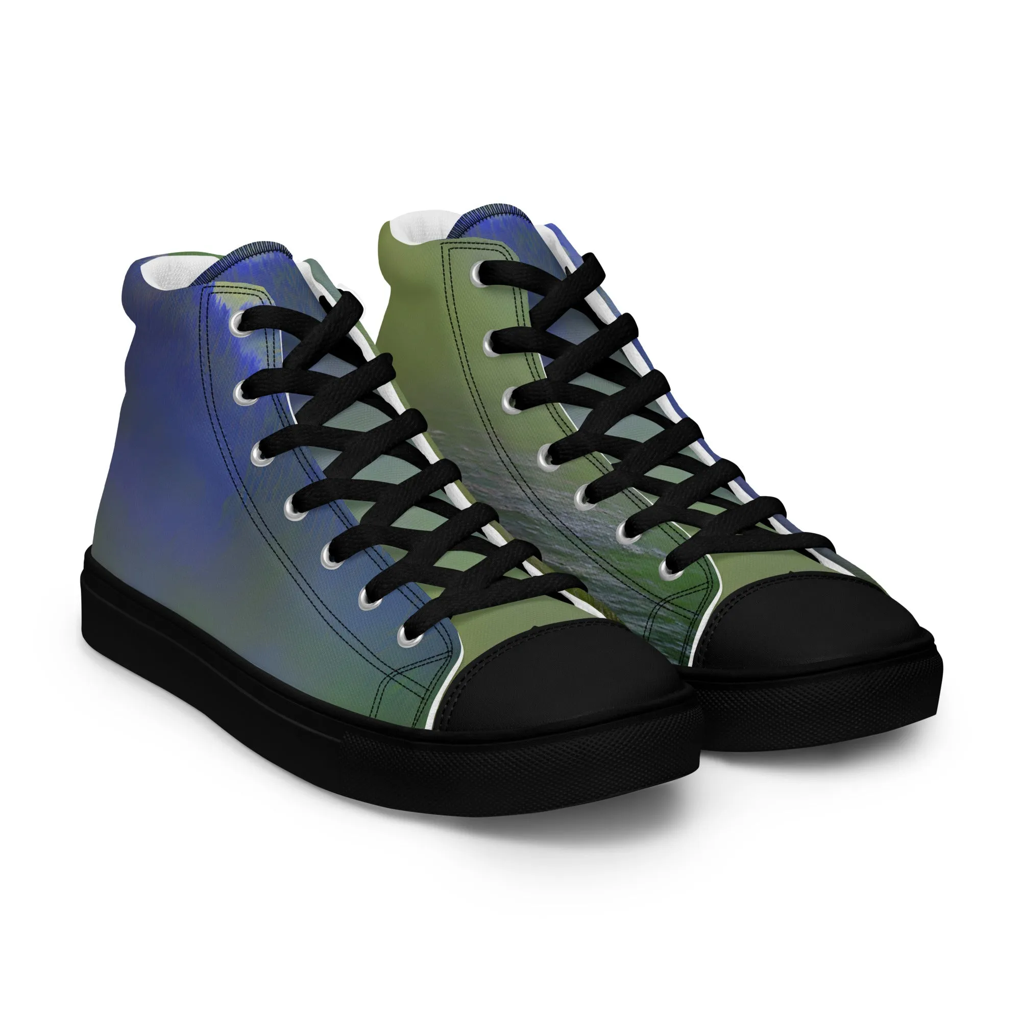 Elevate Your Style with Our Teal Abstract Men's High Top Shoes - Shop Now!