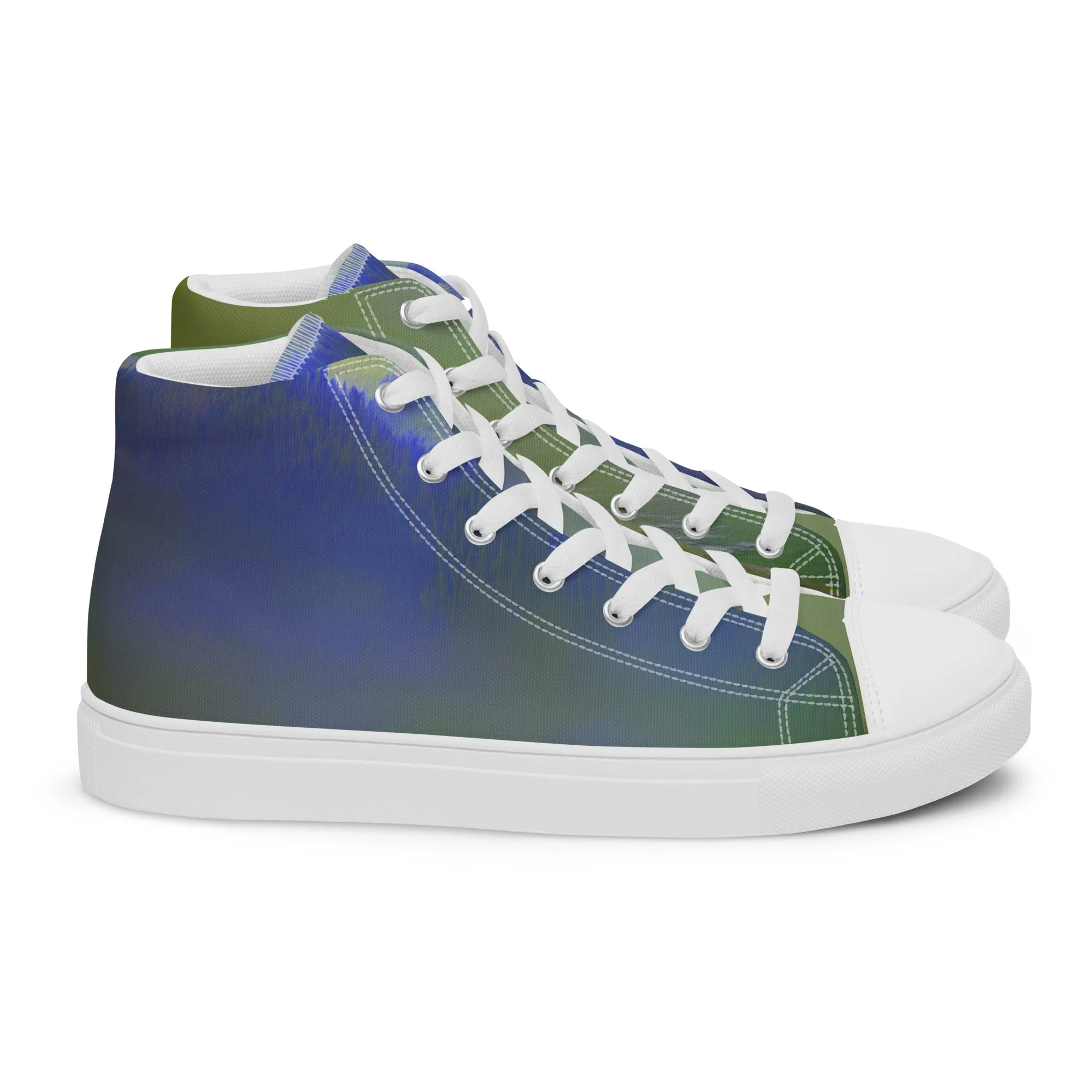 Elevate Your Style with Our Teal Abstract Men's High Top Shoes - Shop Now!