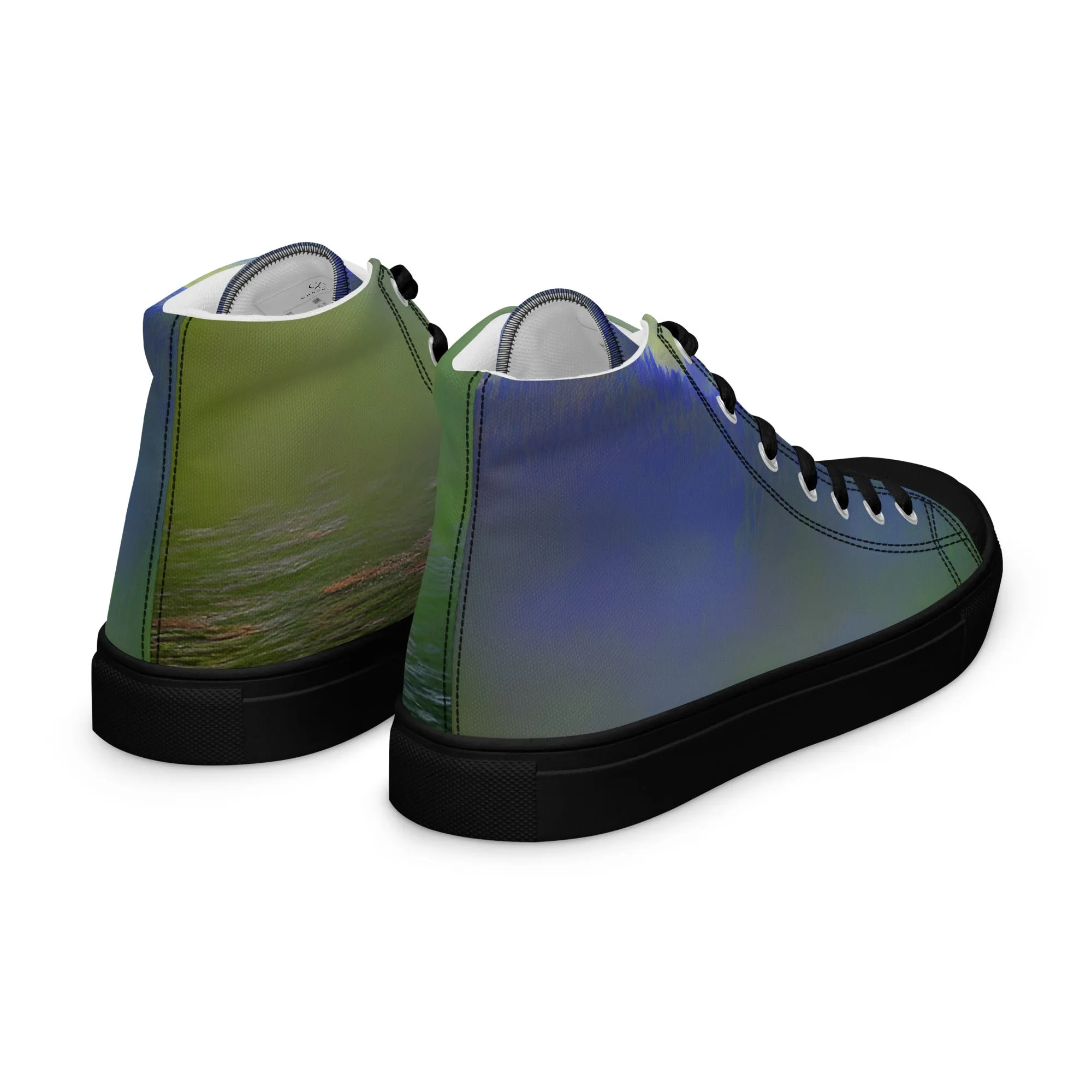 Elevate Your Style with Our Teal Abstract Men's High Top Shoes - Shop Now!