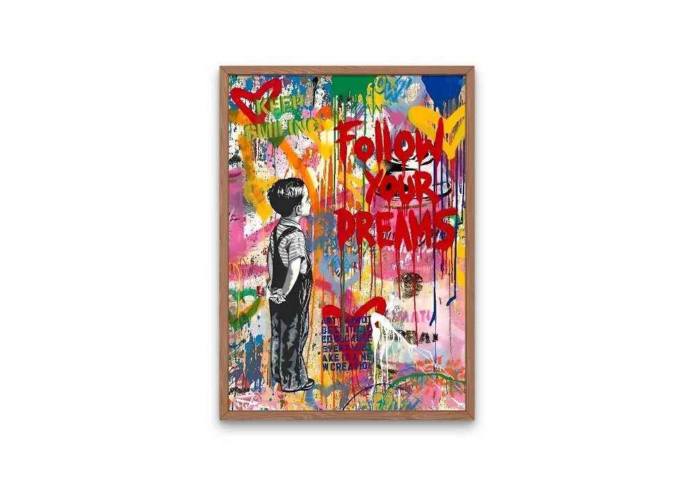 Follow Your Dream Graffiti Wall Art INSTANT DOWNLOAD Art Print, Graffiti Print, Street Pop Art Wall Decal, Street Art Graffiti Posters, Colorful Art