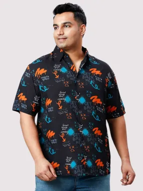 Graffiti Digital Printed Half Sleeve Shirt Men's Plus Size