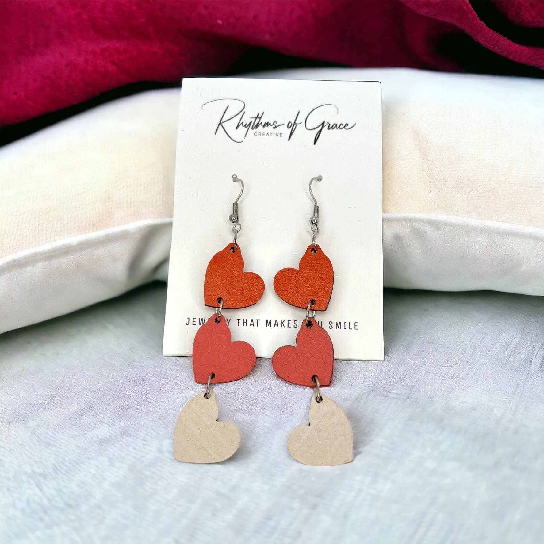 Happy Valentine’s Day Earrings - Red Heart, Heart Earrings, Valentine’s Earrings, Valentine Gift, Love Earrings, Heart Accessories, XOXO