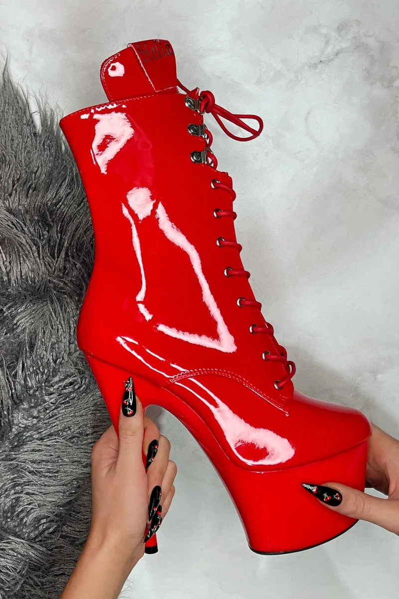 Hella Heels LipKit 7inch Boots - Cherry Pie